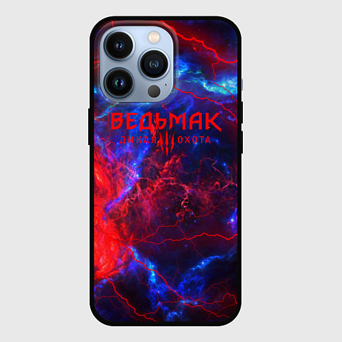 Чехол iPhone 13 Pro Ведьмак космический шторм / 3D-Черный – фото 1