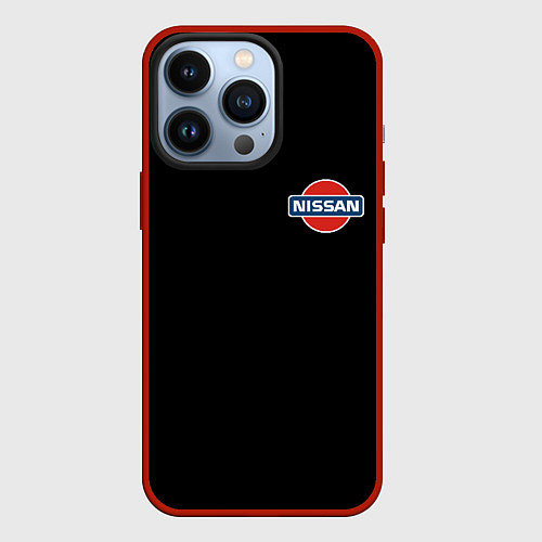 Чехол iPhone 13 Pro Nissan logo steel / 3D-Красный – фото 1