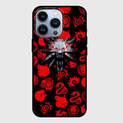 Чехол iPhone 13 Pro The Witcher anime pattern / 3D-Черный – фото 1