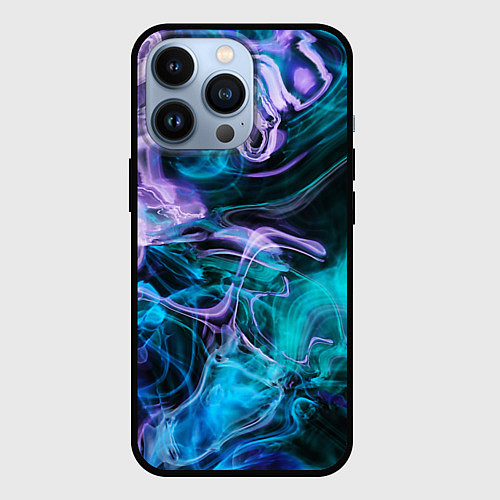 Чехол iPhone 13 Pro Цветной дым текстура / 3D-Черный – фото 1