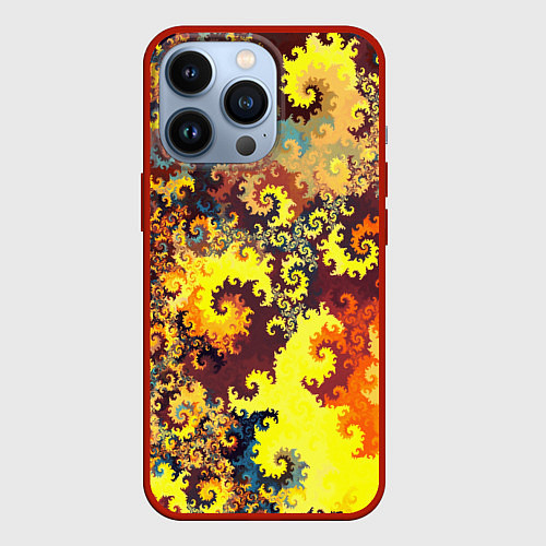 Чехол iPhone 13 Pro Оптические фрактальные узоры / 3D-Красный – фото 1