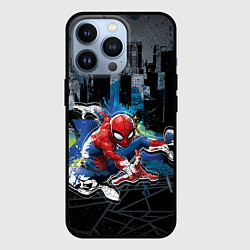 Чехол iPhone 13 Pro Spider-man over the city