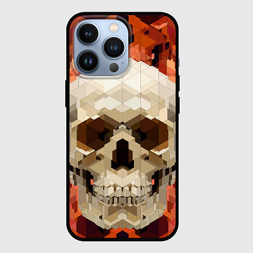 Чехол iPhone 13 Pro Смеющийся череп паттерн / 3D-Черный – фото 1