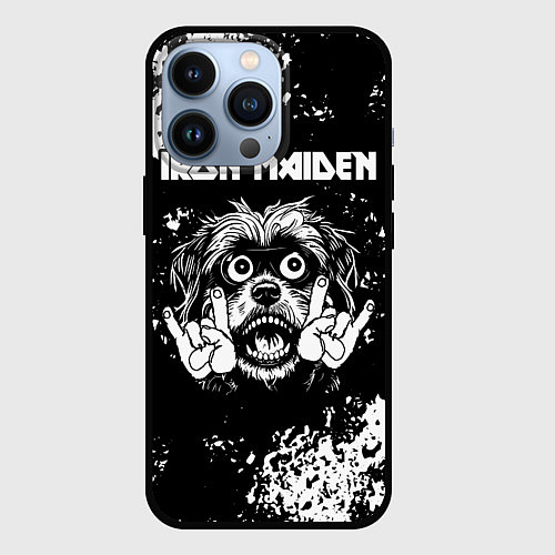 Чехол iPhone 13 Pro Iron Maiden рок пес / 3D-Черный – фото 1