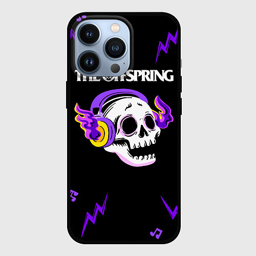 Чехол iPhone 13 Pro The Offspring неоновый череп / 3D-Черный – фото 1