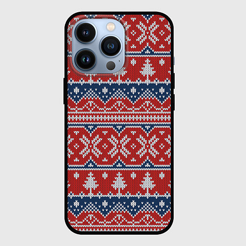 Чехол iPhone 13 Pro New year pattern / 3D-Черный – фото 1