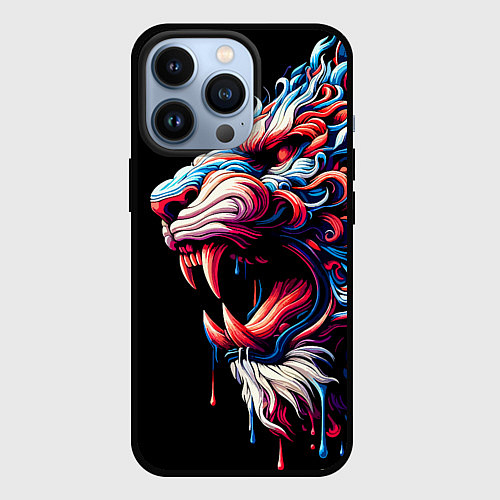 Чехол iPhone 13 Pro Фантазийный красочный тигр - ирезуми / 3D-Черный – фото 1