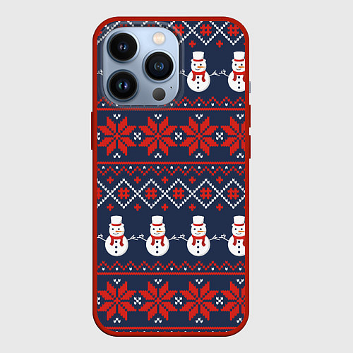 Чехол iPhone 13 Pro Christmas Background / 3D-Красный – фото 1