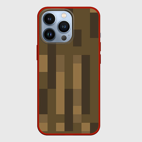 Чехол iPhone 13 Pro Wood - Minecraft / 3D-Красный – фото 1