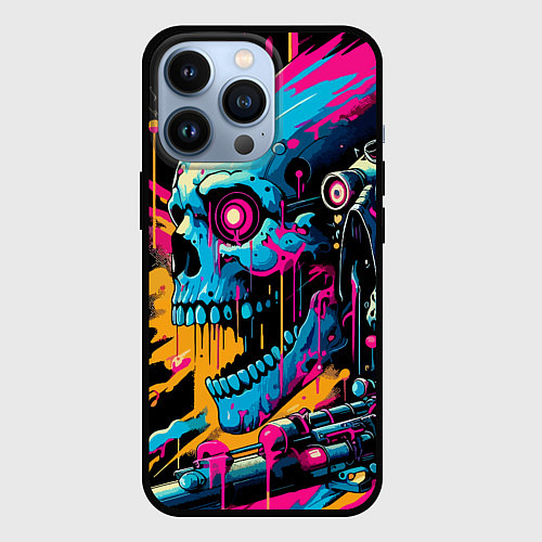 Чехол iPhone 13 Pro Cool cyber skull - ai art / 3D-Черный – фото 1