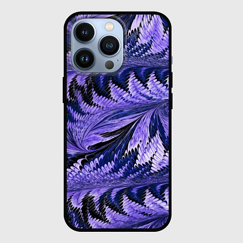 Чехол iPhone 13 Pro Абстрактные перья - жидкость / 3D-Черный – фото 1