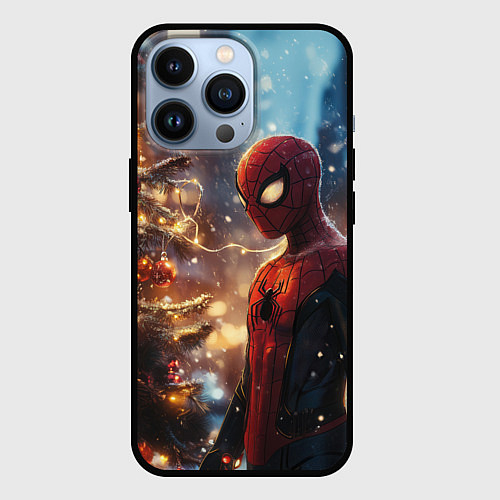 Чехол iPhone 13 Pro Spider-man new year / 3D-Черный – фото 1