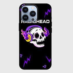 Чехол для iPhone 13 Pro Radiohead неоновый череп, цвет: 3D-черный