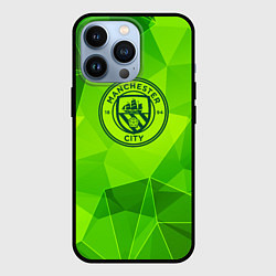 Чехол для iPhone 13 Pro Manchester City green poly, цвет: 3D-черный