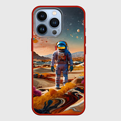 Чехол для iPhone 13 Pro Космонавт на красочной планете, цвет: 3D-красный
