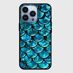 Чехол для iPhone 13 Pro Бирюзовая кожа змеи, цвет: 3D-черный
