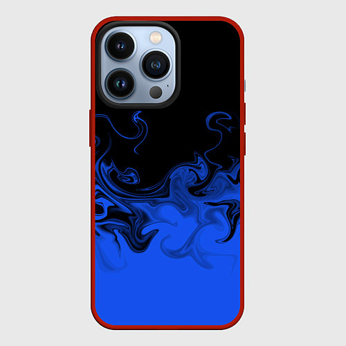 Чехол iPhone 13 Pro Абстрактный синий огонь / 3D-Красный – фото 1