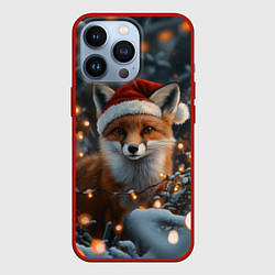 Чехол iPhone 13 Pro Лисица и новогодняя гирлянда