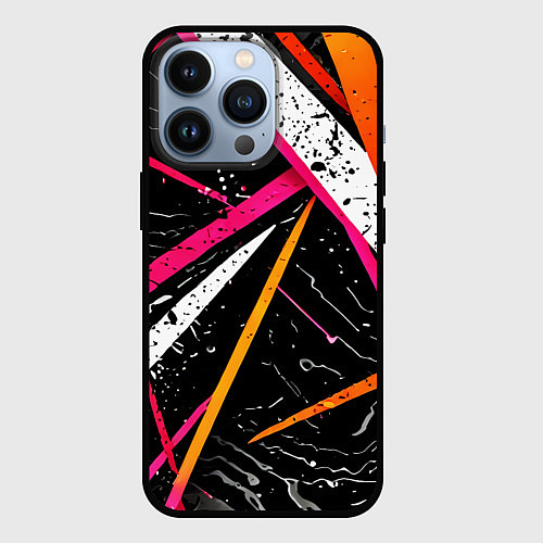 Чехол iPhone 13 Pro Разноцветные праздничные линии / 3D-Черный – фото 1