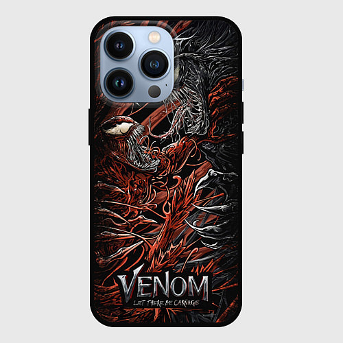 Чехол iPhone 13 Pro Venom vs Carnage / 3D-Черный – фото 1