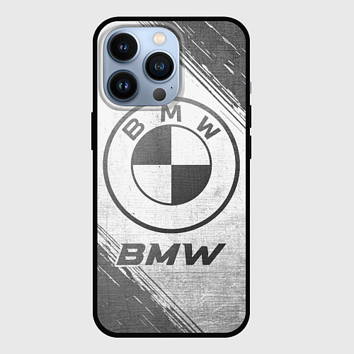 Чехол iPhone 13 Pro BMW - white gradient / 3D-Черный – фото 1
