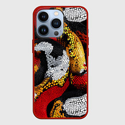 Чехол для iPhone 13 Pro Яркий змеиный паттерн, цвет: 3D-красный