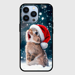 Чехол для iPhone 13 Pro Милый кролик - первый снег, цвет: 3D-черный