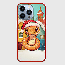 Чехол для iPhone 13 Pro Рыжая змея в новогоднем городке, цвет: 3D-красный