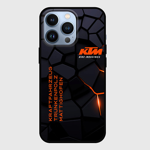 Чехол iPhone 13 Pro KTM - плиты с эффектом свечения / 3D-Черный – фото 1