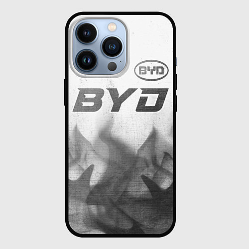Чехол iPhone 13 Pro BYD - white gradient посередине / 3D-Черный – фото 1