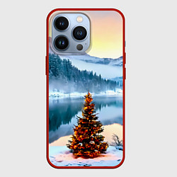 Чехол iPhone 13 Pro Новогодняя елочка на берегу озера