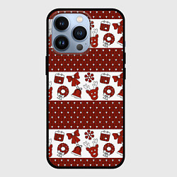 Чехол для iPhone 13 Pro Новогодний паттерн, цвет: 3D-черный