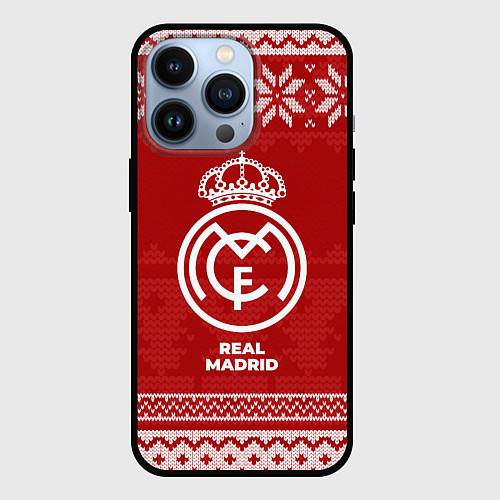 Чехол iPhone 13 Pro Новогодний Real Madrid / 3D-Черный – фото 1