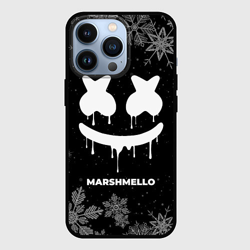 Чехол iPhone 13 Pro Снежный Marshmello / 3D-Черный – фото 1