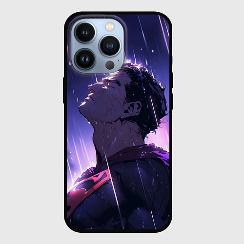 Чехол iPhone 13 Pro Superman - Neon rain / 3D-Черный – фото 1