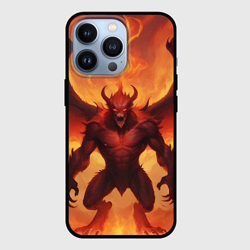 Чехол iPhone 13 Pro Огненный монстр / 3D-Черный – фото 1