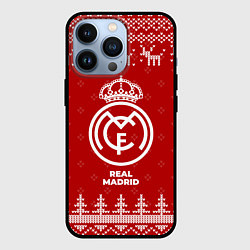 Чехол iPhone 13 Pro Новогодний Real Madrid с оленями