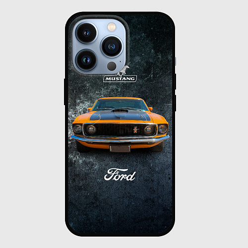 Чехол iPhone 13 Pro Спортивный американский автомобиль Ford Mustang / 3D-Черный – фото 1