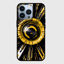 Чехол для iPhone 13 Pro Чёрно-жёлтая сфера киберпанк, цвет: 3D-черный