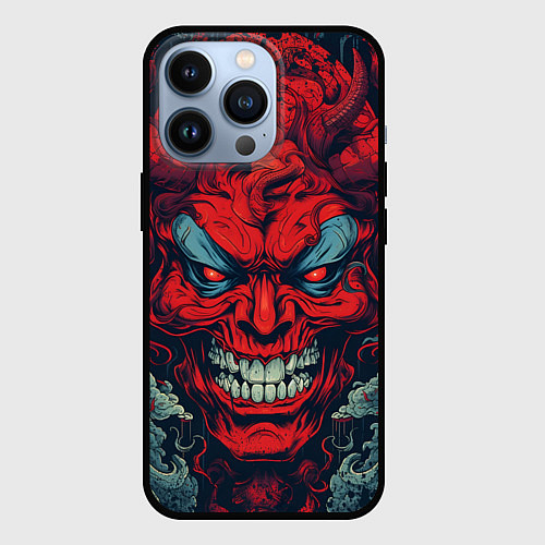 Чехол iPhone 13 Pro Red demon Oni / 3D-Черный – фото 1
