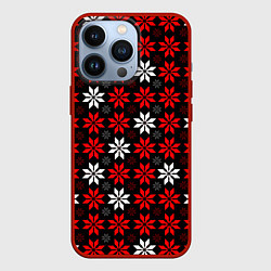 Чехол iPhone 13 Pro Red and white stars on a black background