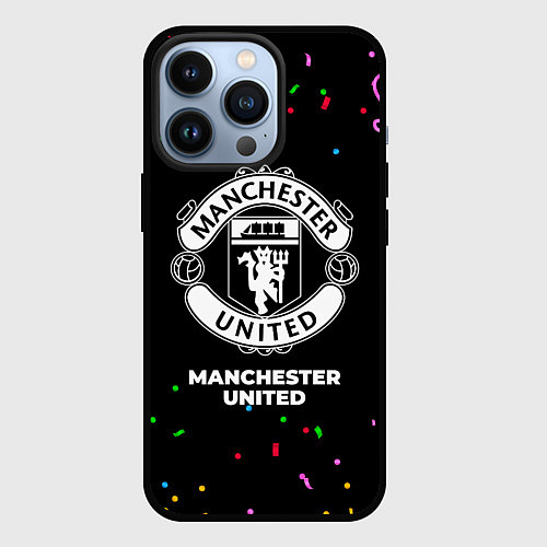 Чехол iPhone 13 Pro Manchester United конфети / 3D-Черный – фото 1