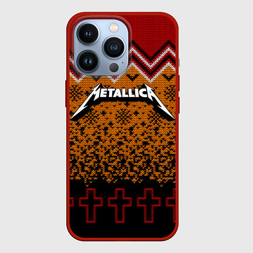 Чехол iPhone 13 Pro Metallica christmas ugly sweater / 3D-Красный – фото 1