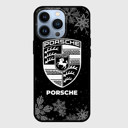 Чехол iPhone 13 Pro Снежный Porsche / 3D-Черный – фото 1