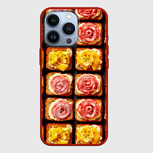 Чехол iPhone 13 Pro Бутерброды / 3D-Красный – фото 1