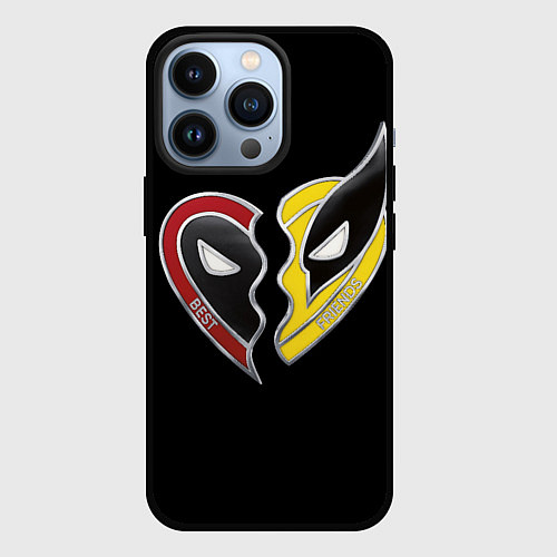 Чехол iPhone 13 Pro Deadpool and Wolverine best friends / 3D-Черный – фото 1