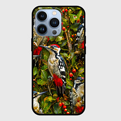 Чехол для iPhone 13 Pro Дятлы, цвет: 3D-черный