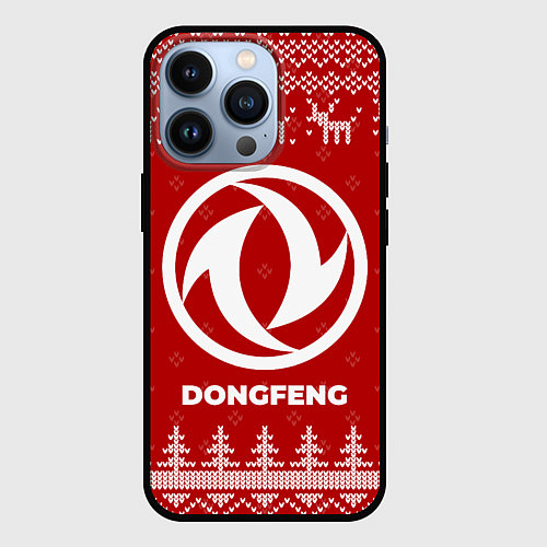 Чехол iPhone 13 Pro Новогодний Dongfeng с оленями / 3D-Черный – фото 1