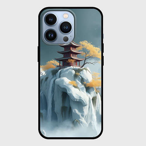 Чехол iPhone 13 Pro Японский снежный пейзаж / 3D-Черный – фото 1