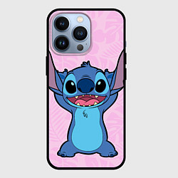 Чехол для iPhone 13 Pro Stitch on a pink background, цвет: 3D-черный